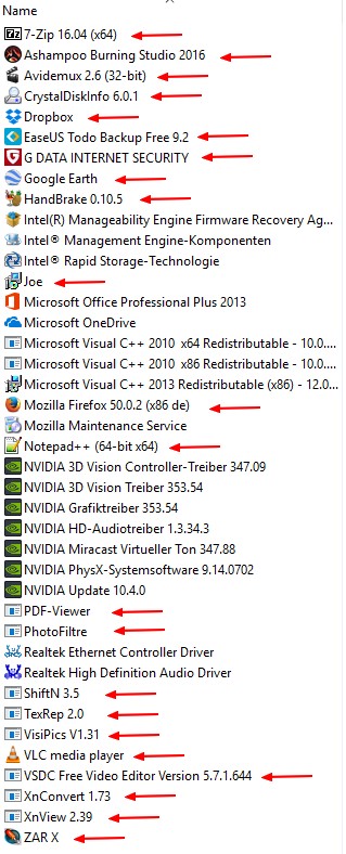 installierte Programme