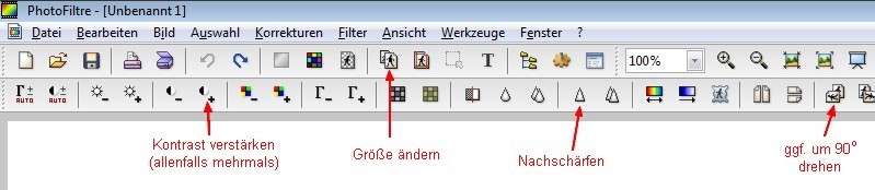 Abbildung Menü Photofiltre